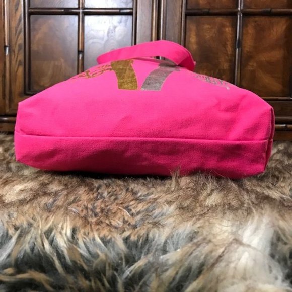 Hot Pink Metallic Gal Pal Canvas Tote & Stripe Faux Leather Pouch - Picture 10 of 14